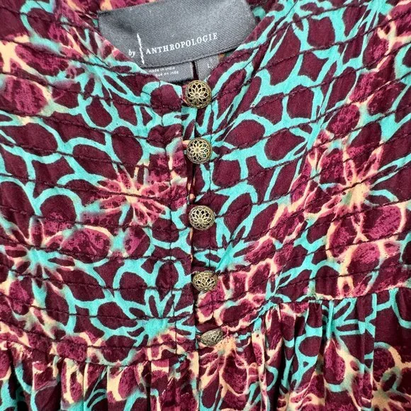 Anthropologie Women's Printed Smocked Button Front Lounge Jumpsuit SZ LG - Picture 4 of 15